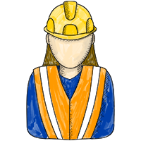Illustration of a woman wearing PPE